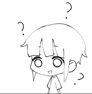 ❔ Anime, Manga, Confundido, Signo de interrogación, Boceto, Dibujos animados whatsapp sticker