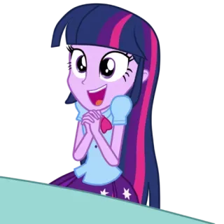 😍 Twilight Sparkle My Little Pony: Equestria Girls Twilight Sparkle, Equestria Girls, My Little Pony, Cartoon, aufgeregt, fröhlich whatsapp sticker