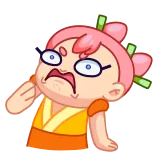 🤢 Cartoon, Gesicht, Ausdruck, Brille, Pinke Haare, Lustig, Genervt whatsapp sticker