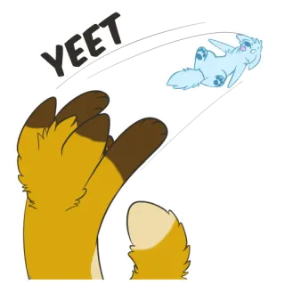 🚀 YEET yeet, throwing, animal, furry, paw telegram sticker