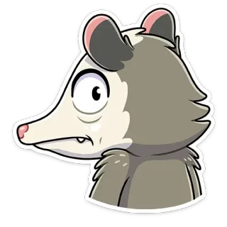 😑 zarigüeya, animal, dibujos animados, pegatina, mamífero, fauna silvestre telegram sticker