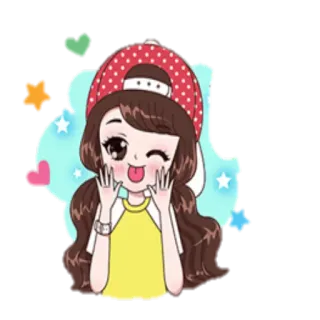 😜 desenho animado, menina, fofo, adesivo, anime, piscadela telegram sticker