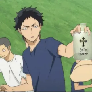 😇 holy water anime, holy water, cross, funny telegram sticker