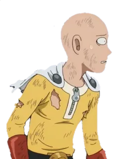 😳 Saitama One Punch Man аниме, герой, лысый, уставший, побежденный telegram sticker
