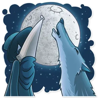 🌕 medico della peste, lupo, luna, stelle, notte, ululato whatsapp sticker