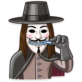 🤐 V V for Vendetta mask, anonymous, guy fawkes, v for vendetta, movie, character telegram sticker