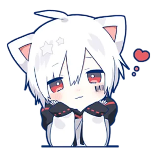 😘 anime, cat ears, cute, kawaii, sticker, cartoon, red eyes telegram sticker