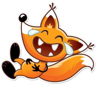 😂 renard, animal, dessin animé, rire, joyeux, orange, larmes, mignon telegram sticker