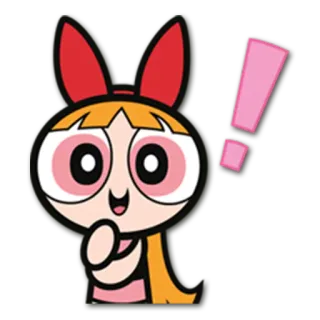 ❗ Blossom Powerpuff Girls cartoon, girl, superhero, exclamation telegram sticker