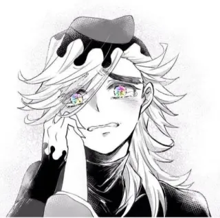 🌠 Douma Demon Slayer Anime, Manga, Demon Slayer, Douma, Fanart, Bianco e nero, Lacrime telegram sticker