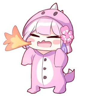 🔥 Аниме, Динозавр, Каваий, Милый, Мультфильм, Чиби whatsapp sticker