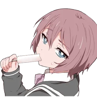 🍦 anime, character, girl, eating, school uniform, cute telegram sticker