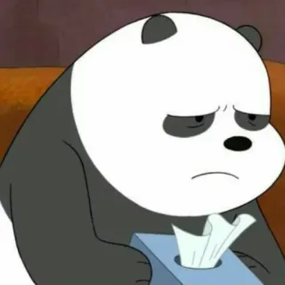 😿 Panda We Bare Bears triste, panda, We Bare Bears, desenho animado, lenços de papel, chateado telegram sticker