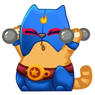 ❤️ kot, podnoszenie ciężarów, kreskówka, ćwiczenia, zwierzę, maskotka, śmieszne telegram sticker