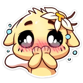 ☺️ dễ thương, kawaii, hoạt hình, đáng yêu, hoa, đỏ mặt, van xin telegram sticker
