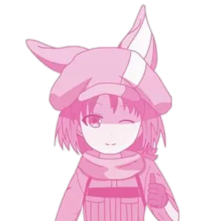 😉 Anime, Postać, Różowy, Słodki, Kciuk w górę telegram sticker