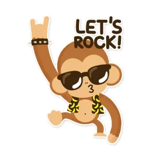 🤘 LET'S ROCK! monyet, rock and roll, musik, kacamata hitam, imut, kartun telegram sticker