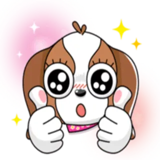 👍 chó, chó con, dễ thương, động vật, ngón tay cái, lấp lánh telegram sticker