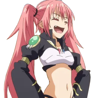 😂 Milim Nava That Time I Got Reincarnated as a Slime anime, pelo rosa, fantasía, Milim, Nava, slime, dibujos animados whatsapp sticker