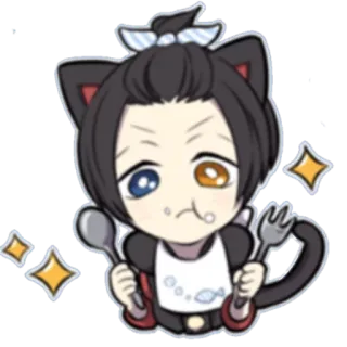 🍴 кот, мультфильм, аниме, милый, еда, каваи, манга, рисунок whatsapp sticker
