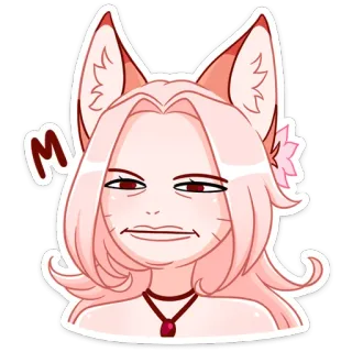 😑 M sticker, cat girl, anime, cartoon, character whatsapp sticker