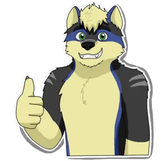 👍 Furry, Lobo, Antro, Joinha, Desenho animado, Animal, Personagem, Mascote telegram sticker