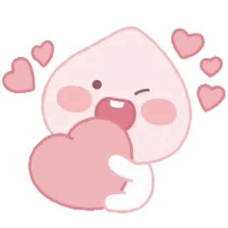 🥰 복숭아, 하트, 사랑, 귀여운, 카와이, 카카오프렌즈, 어피치 telegram sticker