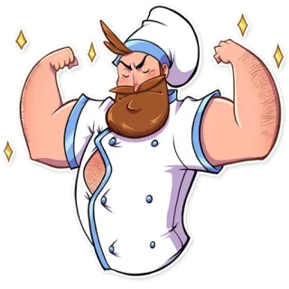 💪 chef, muscles, cartoon, strong, food, cooking, funny, biceps telegram sticker