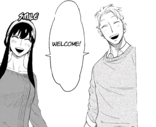 ☺️ SMILE WELCOME! sonrisa, bienvenido, saludo, feliz, anime, manga whatsapp sticker