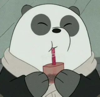 ✨ Panda We Bare Bears Panda, Oso, Dibujos animados, Bubble Tea, Lindo, Animación telegram sticker