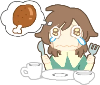 😭 哭泣, 食物, 卡通, 伤心, 晚餐, 鸡肉 telegram sticker