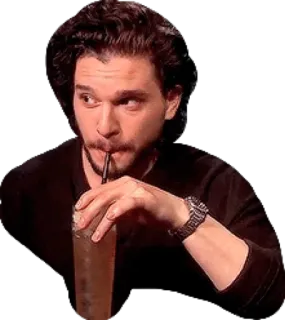 🍹 Jon Snow Game of Thrones Kit Harington, Jon Snow, Game of Thrones, aktor, minum, pria whatsapp sticker