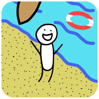🏖 playa, monigote, océano, verano, salvavidas, tabla de surf telegram sticker