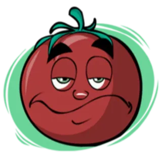 😐 tomat, wajah, buah, kartun, ekspresi, bosan, makanan whatsapp sticker