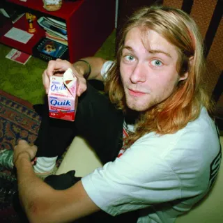 😳 Kurt Cobain 科特·柯本, 涅槃乐队, 音乐家, 歌手, 90年代, 草莓牛奶, Grunge telegram sticker