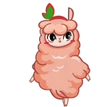 👋 Lama, Kreskówka, Słodki, Zwierzę, Kawaii, Puszysty, Różowy telegram sticker