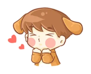 😘 cartoon, anime, dog ears, cute, kawaii, hearts, boy telegram sticker