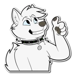 👍 hond, dier, harig, duim omhoog, wit telegram sticker