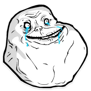 😕 มีม, Forever Alone, มีมอินเทอร์เน็ต, เศร้า, ร้องไห้, เหงา telegram sticker