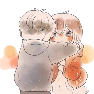 💓 Abbraccio, Coppia, Carino, Cartone animato, Anime telegram sticker
