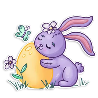 🥚 кролик, пасха, яйцо, бабочка, весна, милый whatsapp sticker