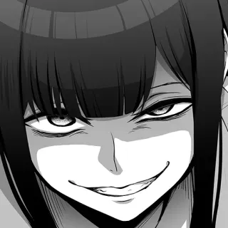😏 Anime, Manga, Mujer, Chica, Tétrico, Sonrisa burlona telegram sticker