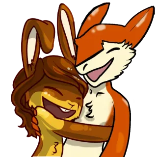 🤗 cartoon, animals, rabbits, friendship, cute, hugging whatsapp sticker