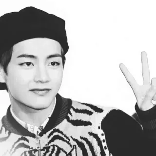 🗝 V K팝, 가수, 음악, 연예인, 평화 기호, BTS, 뷔 telegram sticker