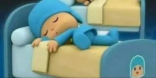 😴 Pocoyo Cartoon, Slapen, Bed, Kinderprogramma telegram sticker