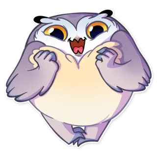 😀 猫头鹰, 可爱, 鸟, 动物, 卡通, 贴纸, 快乐, 眼睛 telegram sticker