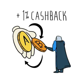 💰 + 1% CASHBACK Cashback, Finance, Argent, Investissement, Bitcoin, Devise, Crypto whatsapp sticker