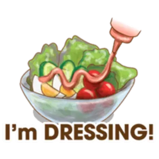 👚 I'm DRESSING! insalata, condimento, cibo, divertente, gioco di parole whatsapp sticker