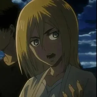 🤫 Krista Lenz Attack on Titan anime, blonde, girl, angry, anime girl telegram sticker