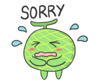 🍈 S-sorry! Melone, niedlich, Entschuldigung, kawaii, entschuldigung, Frucht telegram sticker